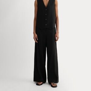 NWT Everlane The Wide-Leg Trouser Pant / stretch linen / 2 / black